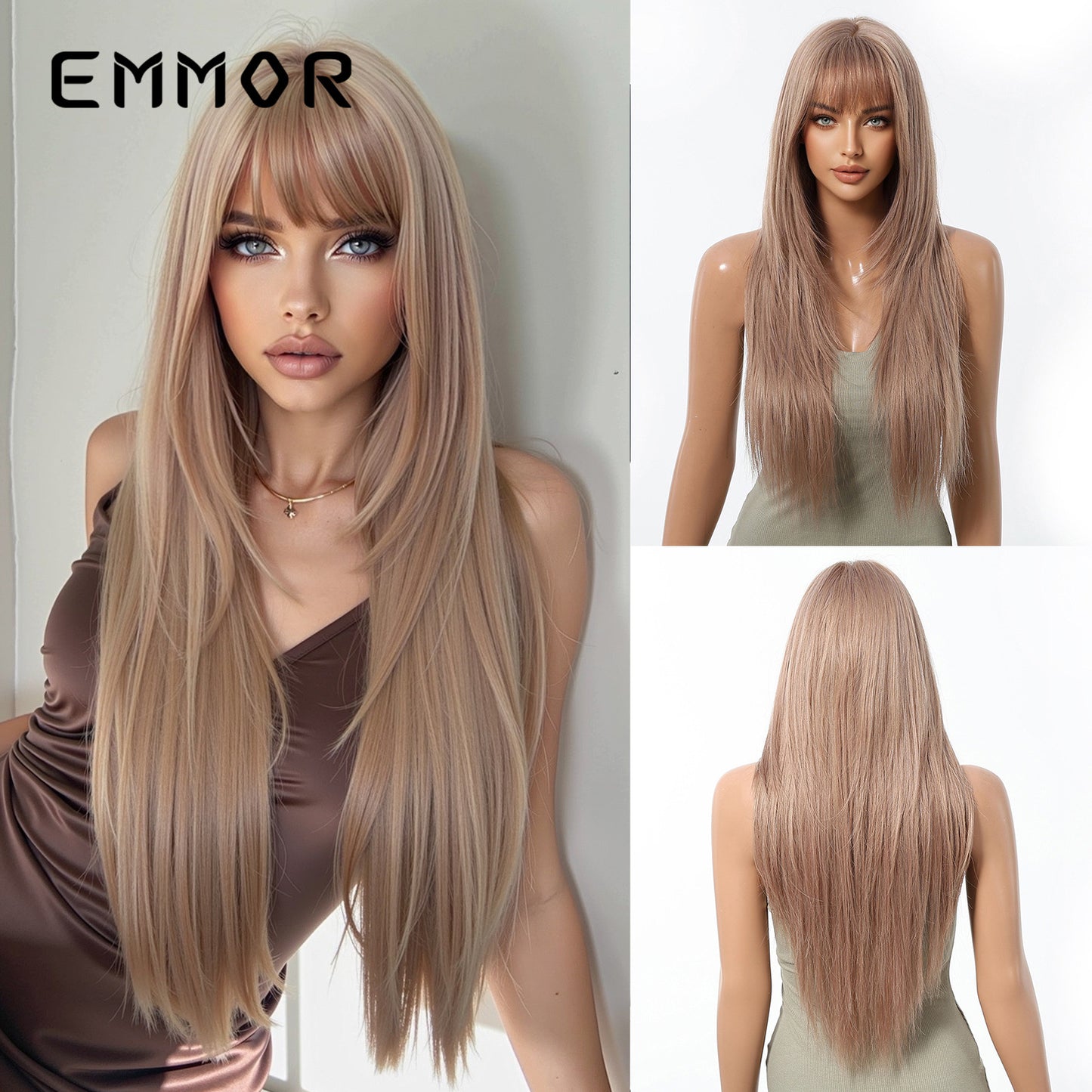 Bangs Face Trimming High-level Natural Black Long Straight Wig