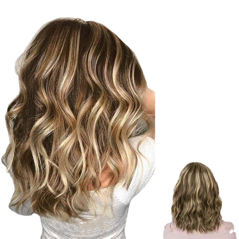 Women's Short Air Bangs Curly Hair Head Wig Long Curls