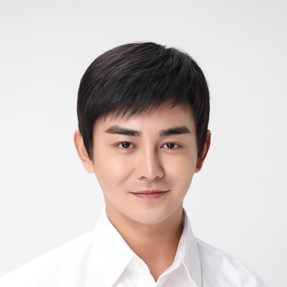 Men's Short Hair Real Human Style Korean Handsome Invisible Seamless Men's Wig