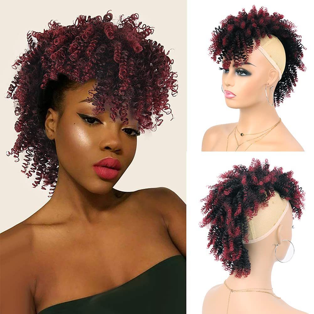 African Small Curly Short Hair Bag Wig Ponytail