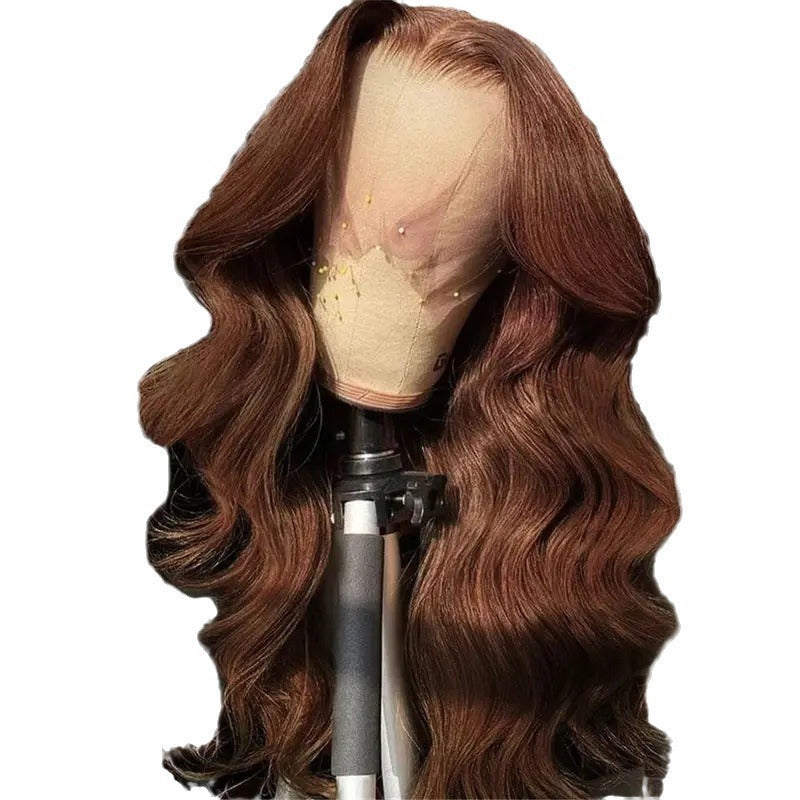 Front Lace Female Brown Curly Hair Big Wave Wig Long Curls