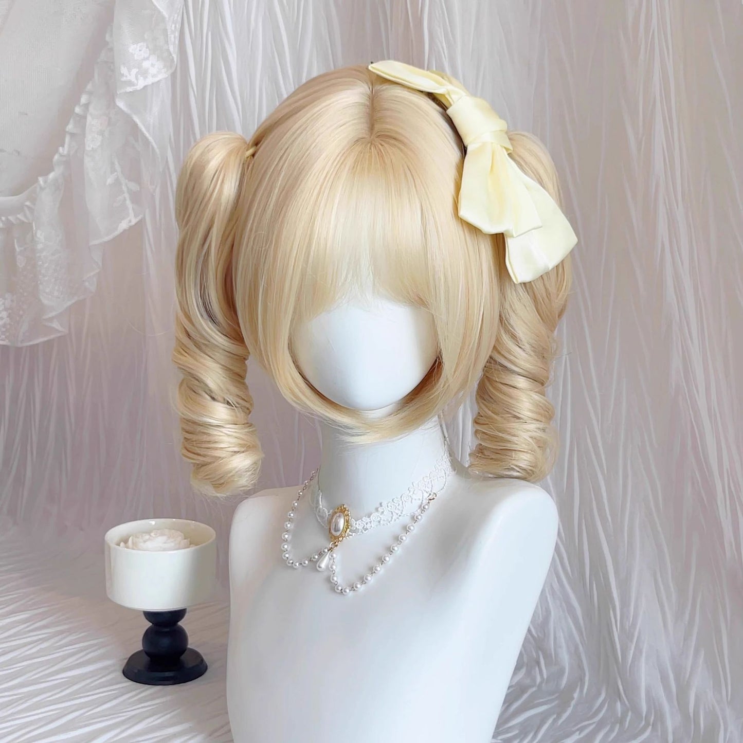 Collection Ancient Breakfast Double Ponytail Jaws Clamp Daily Retro Wig Long Curls