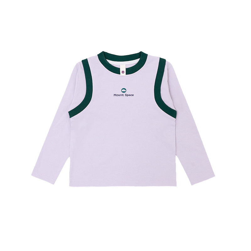 Children's Outdoor Sports Fake Two Pieces Slim Long Sleeve Top Older Children's T-shirt