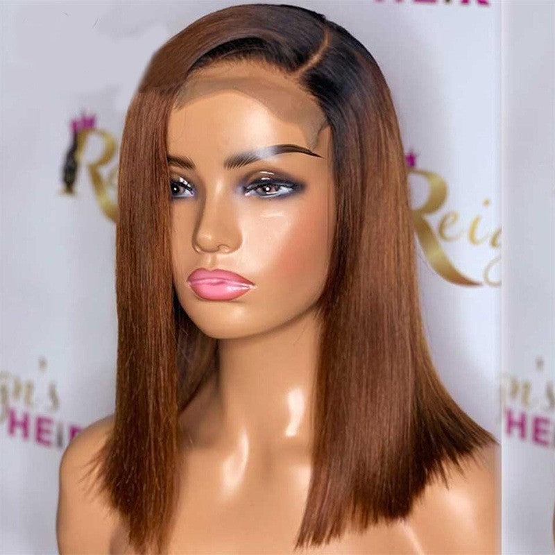 Gradient Color Lengthened Inner Buckle Fashion Synthetic Wig Short Straight Hair