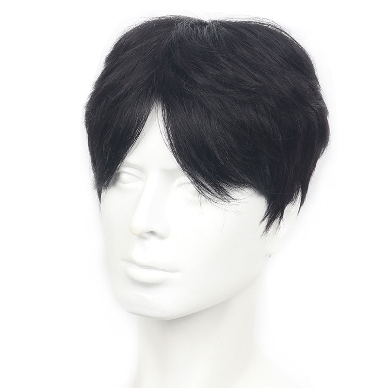 Men's Differential Broken Cover All Real Hair Short Fluffy Natural Full Men's Wig