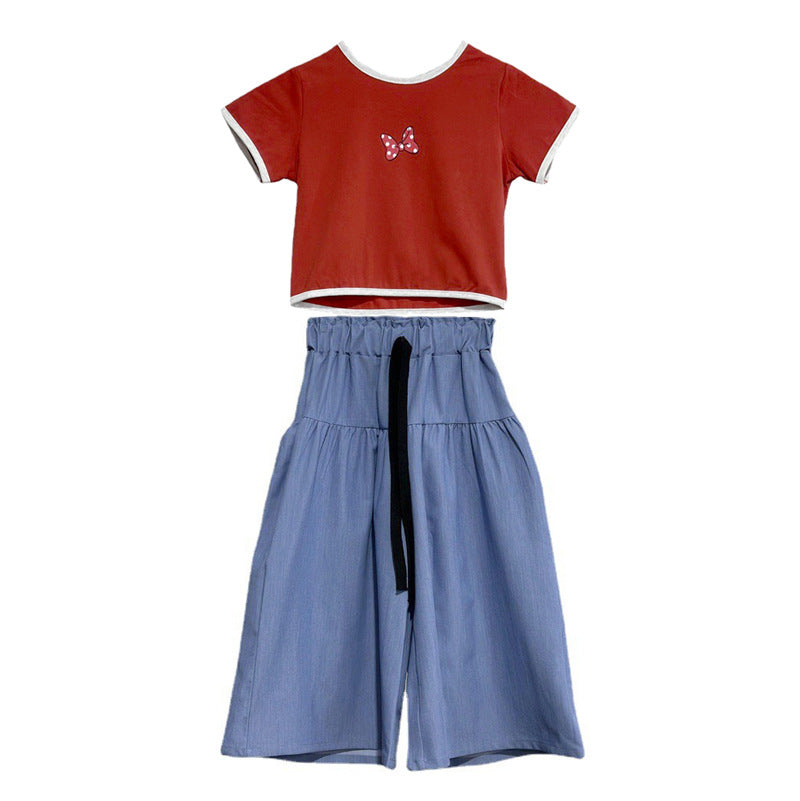 Jeans Culottes Summer Thin Loose Medium Large Western Style Leisure Children's Pants