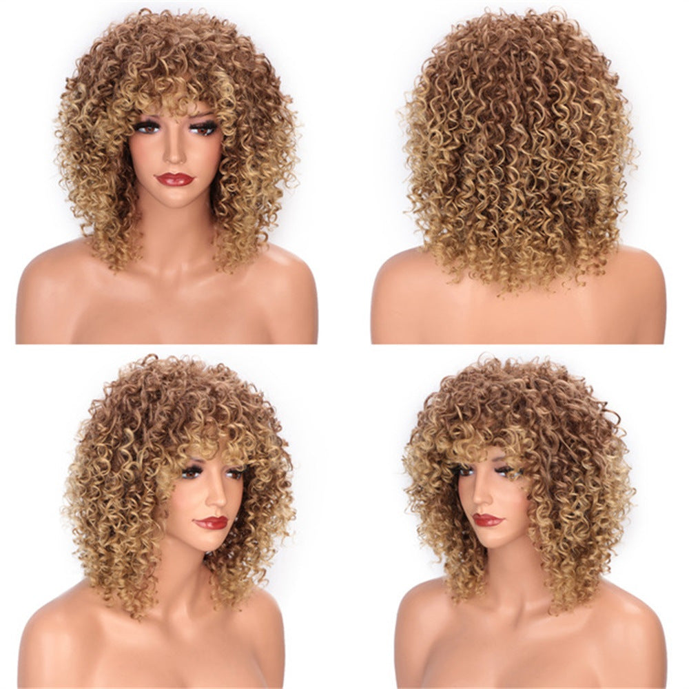 Volume Fluffy Female Synthetic Chemical Fiber Popular Afro Whole Wig Short Curly Hair