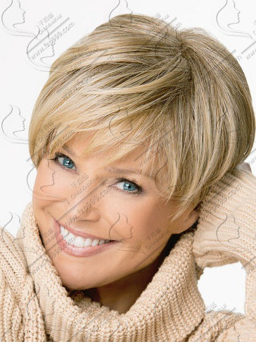 Women's Overseas Chemical Fiber Gradient Color Head Wig Short Straight Hair