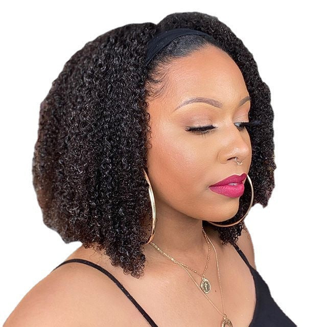 Women's Fashionable Mid-length African Big Wave Fluffy Curling Wig Short Curly Hair