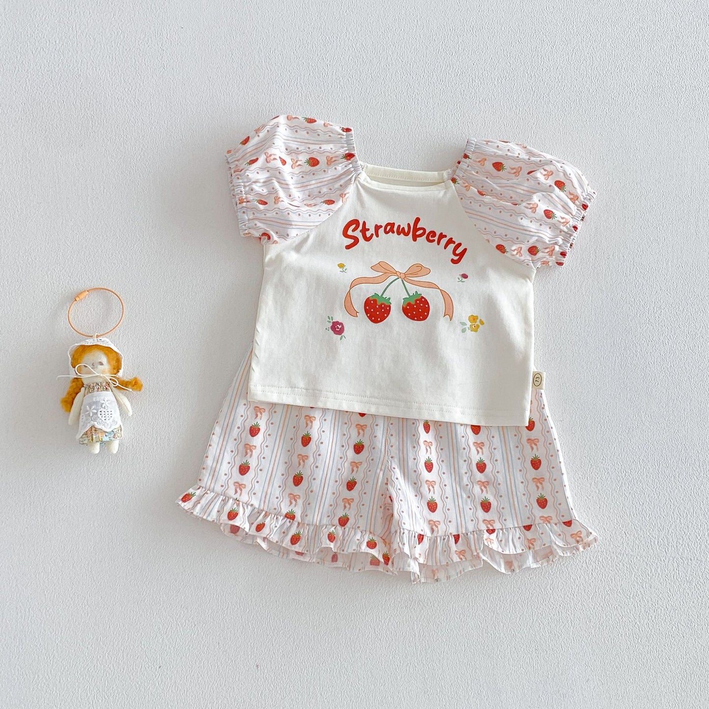 No Full Printed Strawberry Summer Vest Cute T-shirt Shorts Children's Dress
