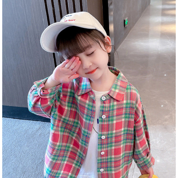 Western Style Cool Popular Korean Fashion Color Matching Children's Shirt