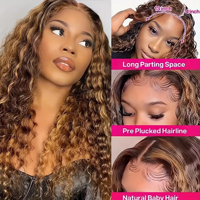 Piano Color Front Lace Big Wave Wig Long Curls