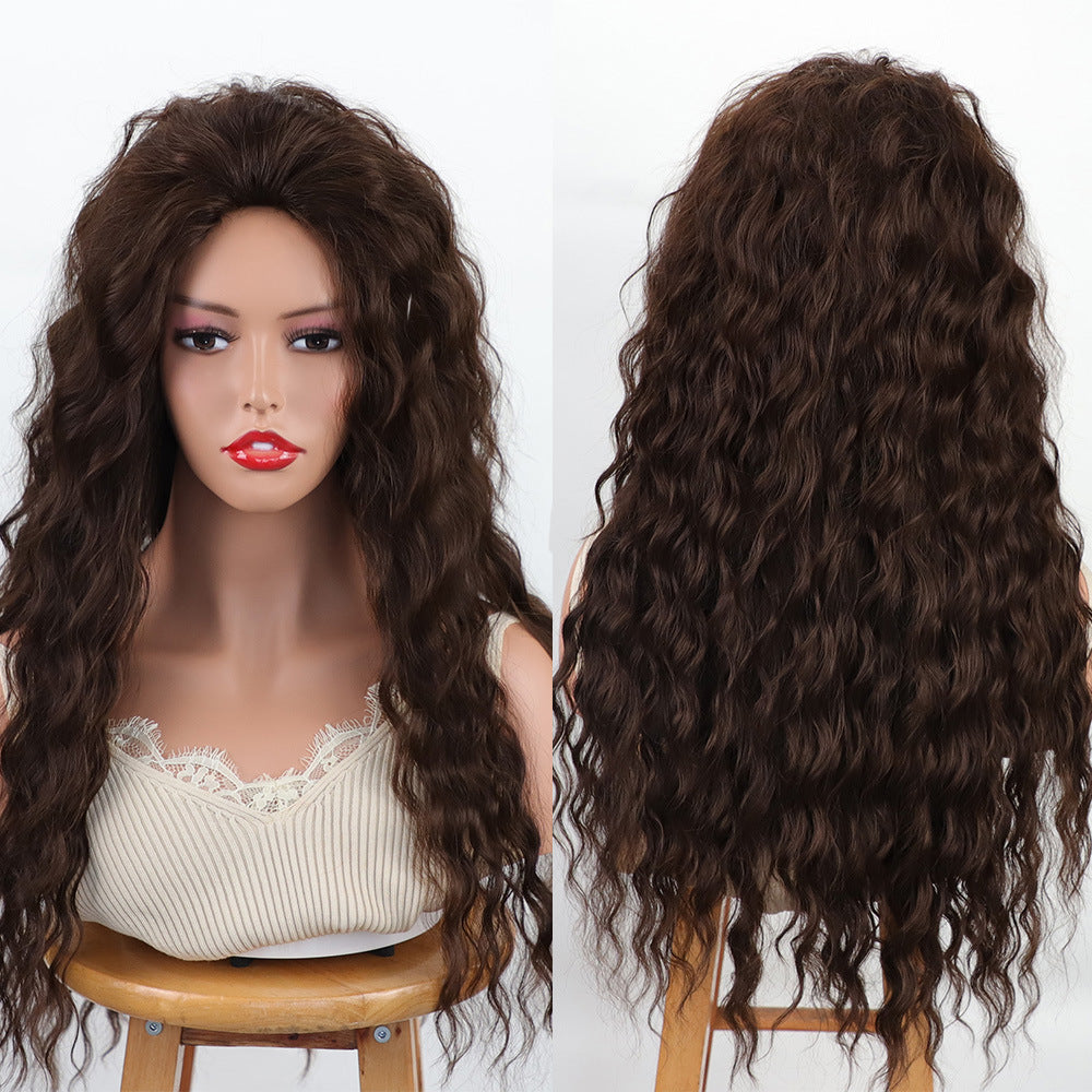 Fashion Female Curly Hair Synthetic Wigs Golden Partial Wig Long Curls
