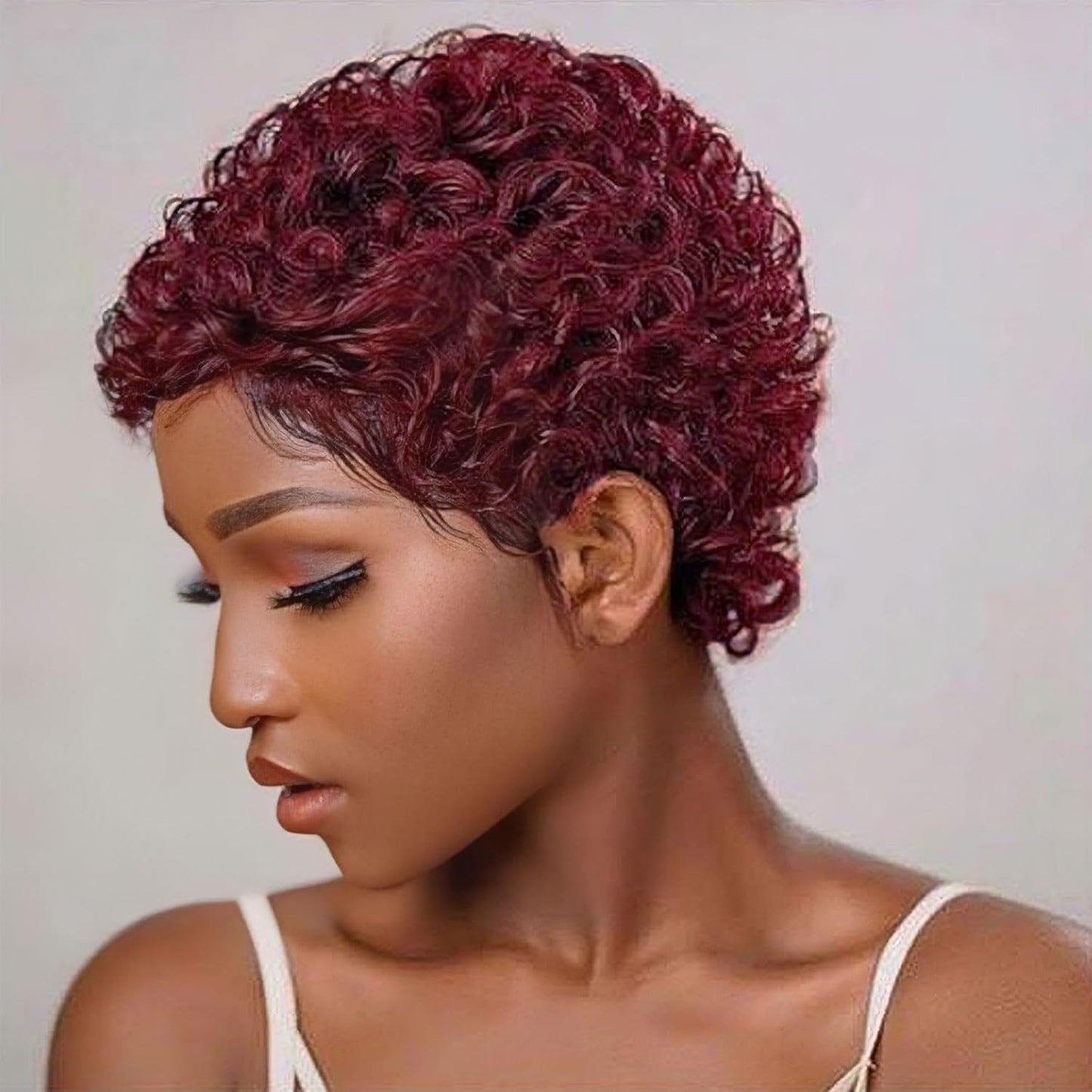 Casual Full Mechanism African Roll Human Real Hair Wig