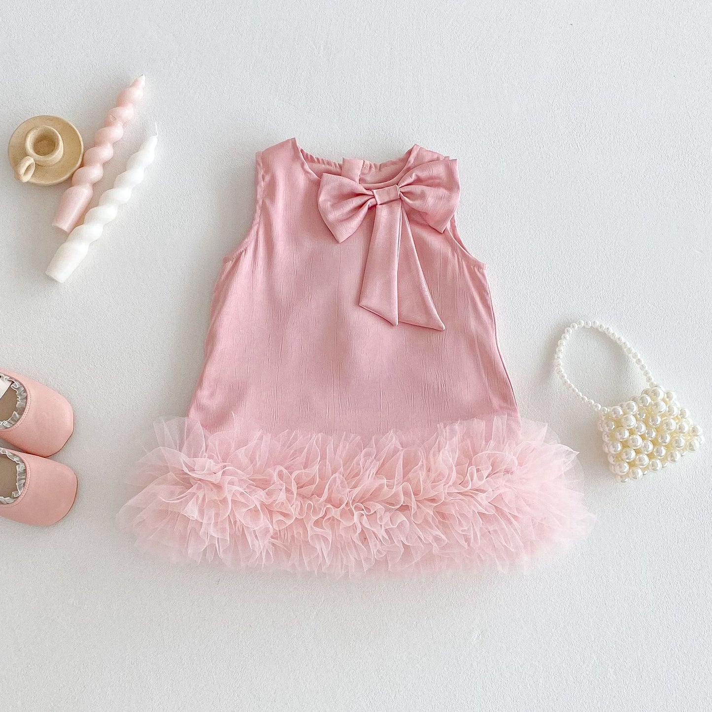 Children's Princess Summer Solid Color Tulle Skirt Trendy Korean Children's Dress