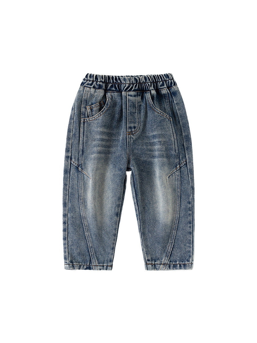 Children's Spring Machete Jeans Washed Denim Loose Korean Children's Pants