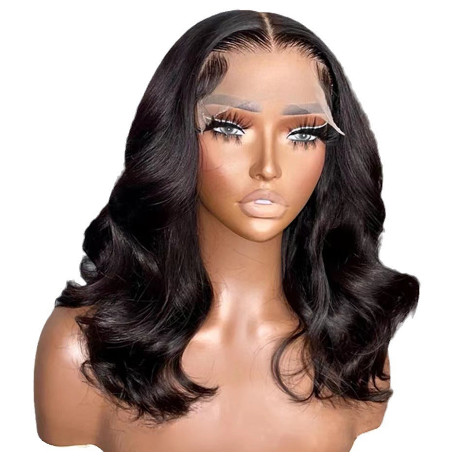 Women's Front Lace Medium Large Wave Natural Wig Short Curly Hair
