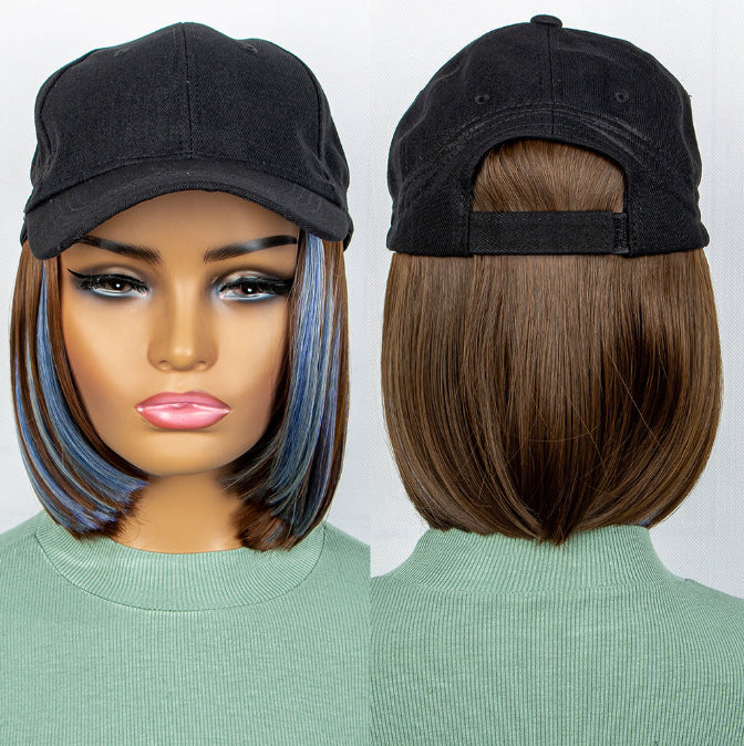 Ladies Hooded Personality Chemical Fiber Head Wig Short Straight Hair
