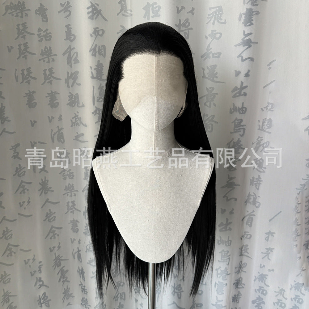 Front Lace Beauty Pointed Hair Hand Crochet Head Long Straight Wig