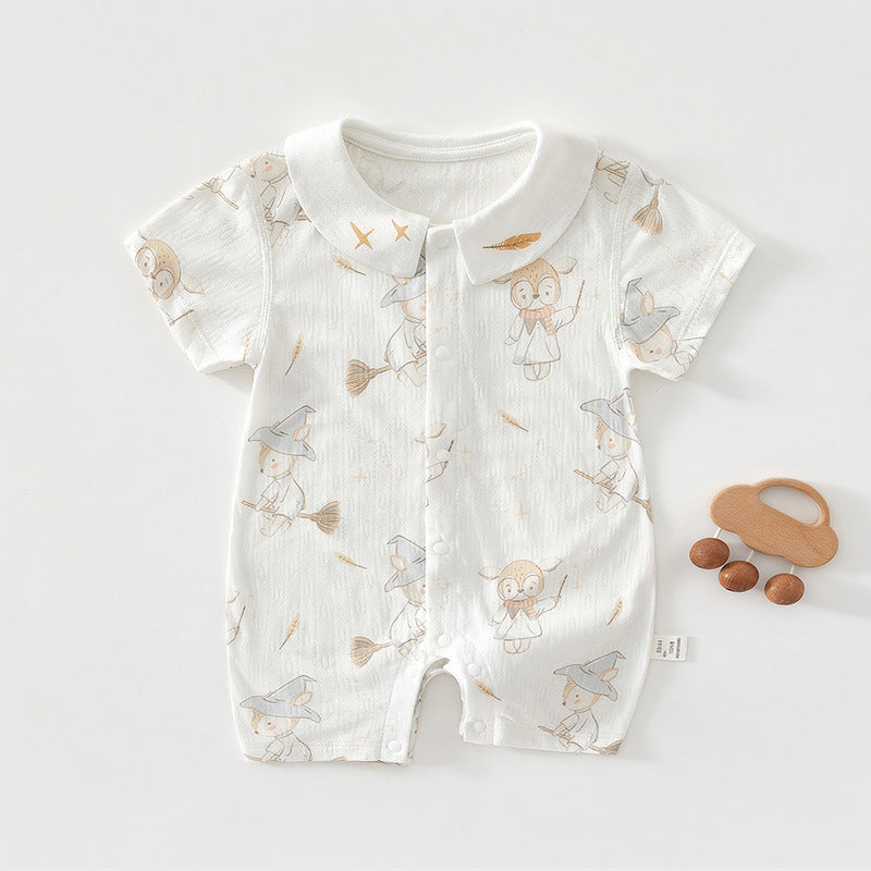 Born Summer Thin Pure Cotton Short Sleeve Jumpsuit Jumpsuit, Climbing Suit