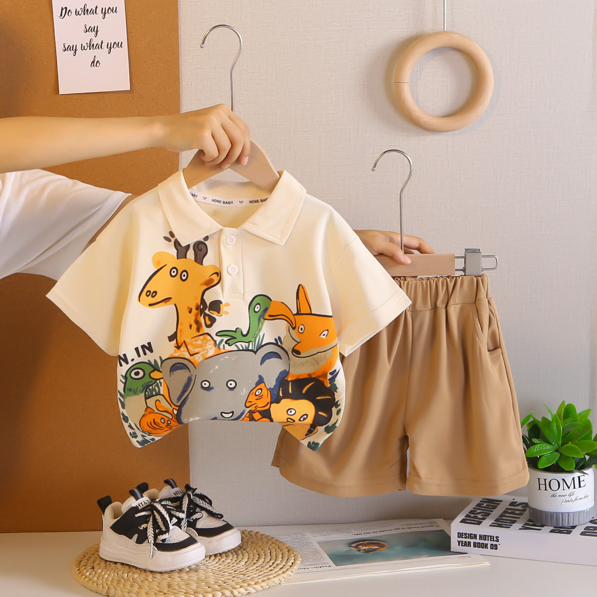 Boys Summer Fashion Clothes Cartoon Short-sleeved Shirt Two-piece Children's Suit