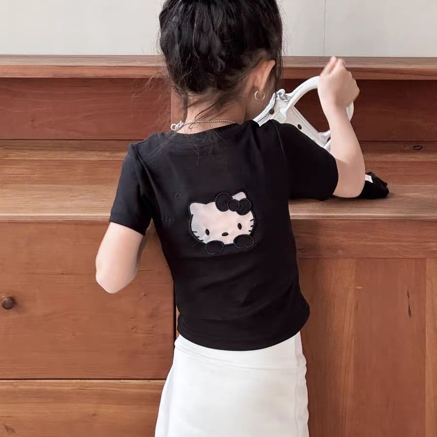 Summer Korean Embroidered Slim Short-sleeved Stylish Trendy Children's T-shirt