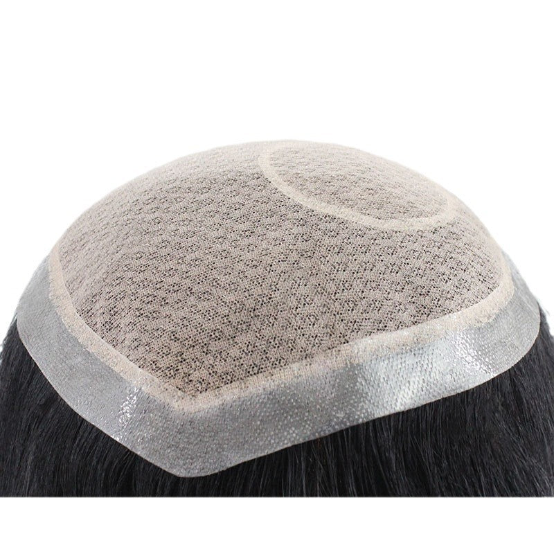Men's Scalp Hairpiece Net Spinning Hand Woven Real Human Hair Supplementing Men's Wig