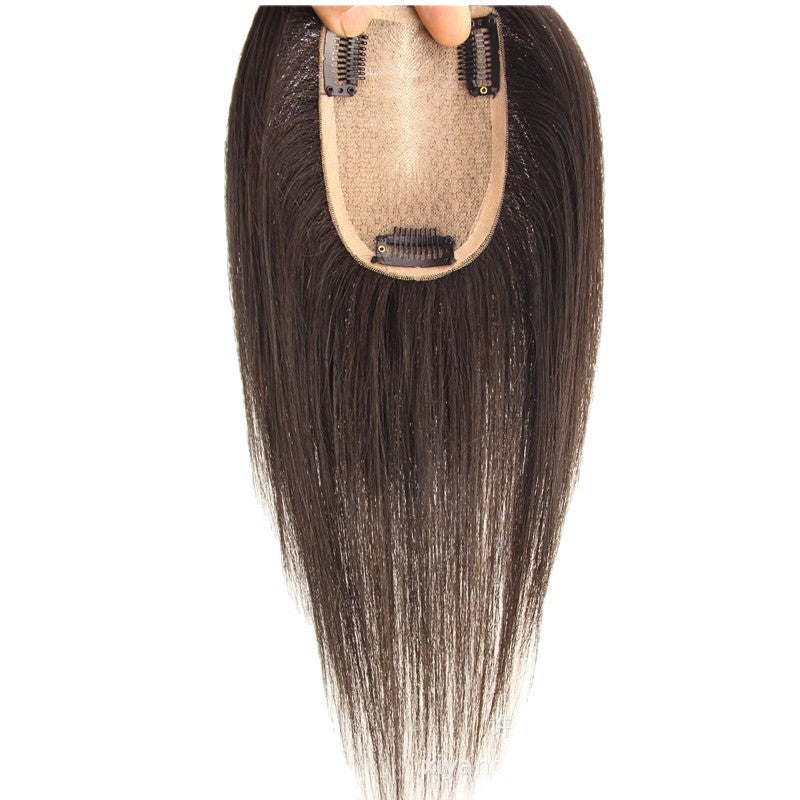 Women's Scalp Hair Supplementing Piece Cover Gray Hand Woven All Wig