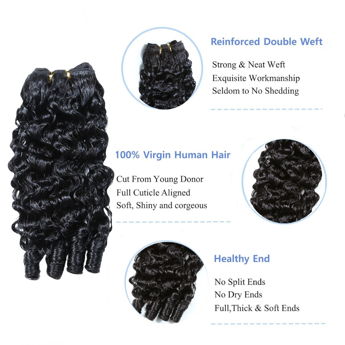 Trendy Beautiful Unique Durable Human Extension Real Hair Wig