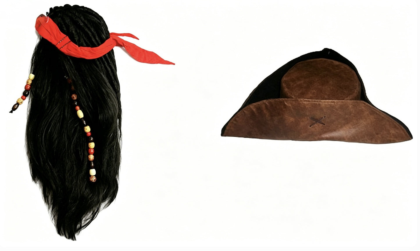Pirates Of The Caribbean Captain Jack Hat Headscarf Beard Cos Wig