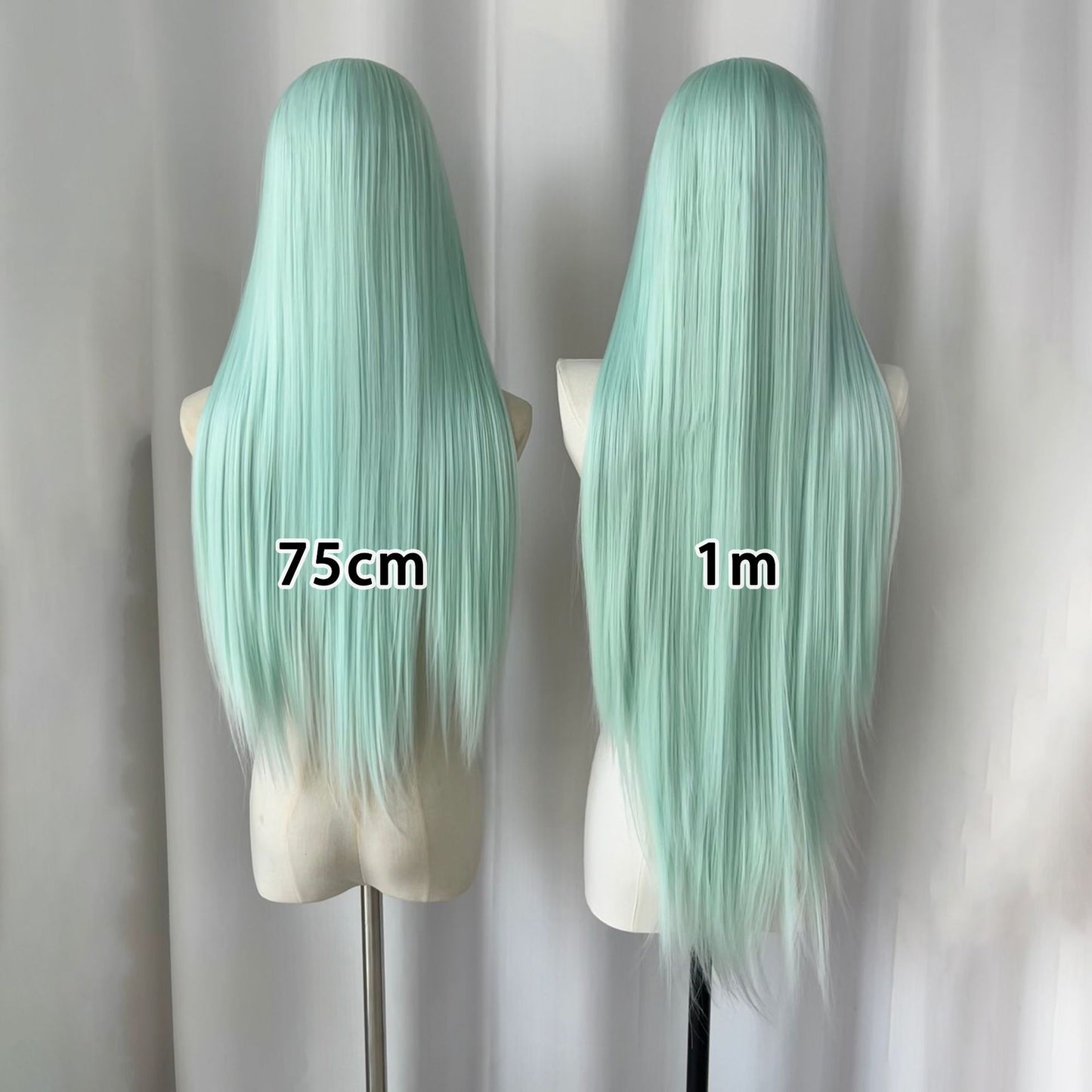 Green Head Cover Hand Crochet Embryo Forehead Lace Full Top Long Straight Wig