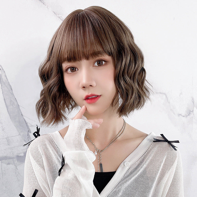 Women's Type Fluffy Natural Egg Roll Facial Beauty Round Face Wig Short Curly Hair