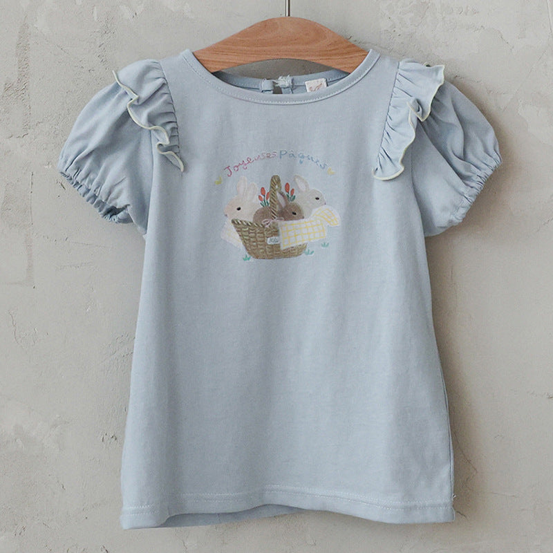Strawberry Shan Western Style Bubble Sleeve Cartoon Children's T-shirt