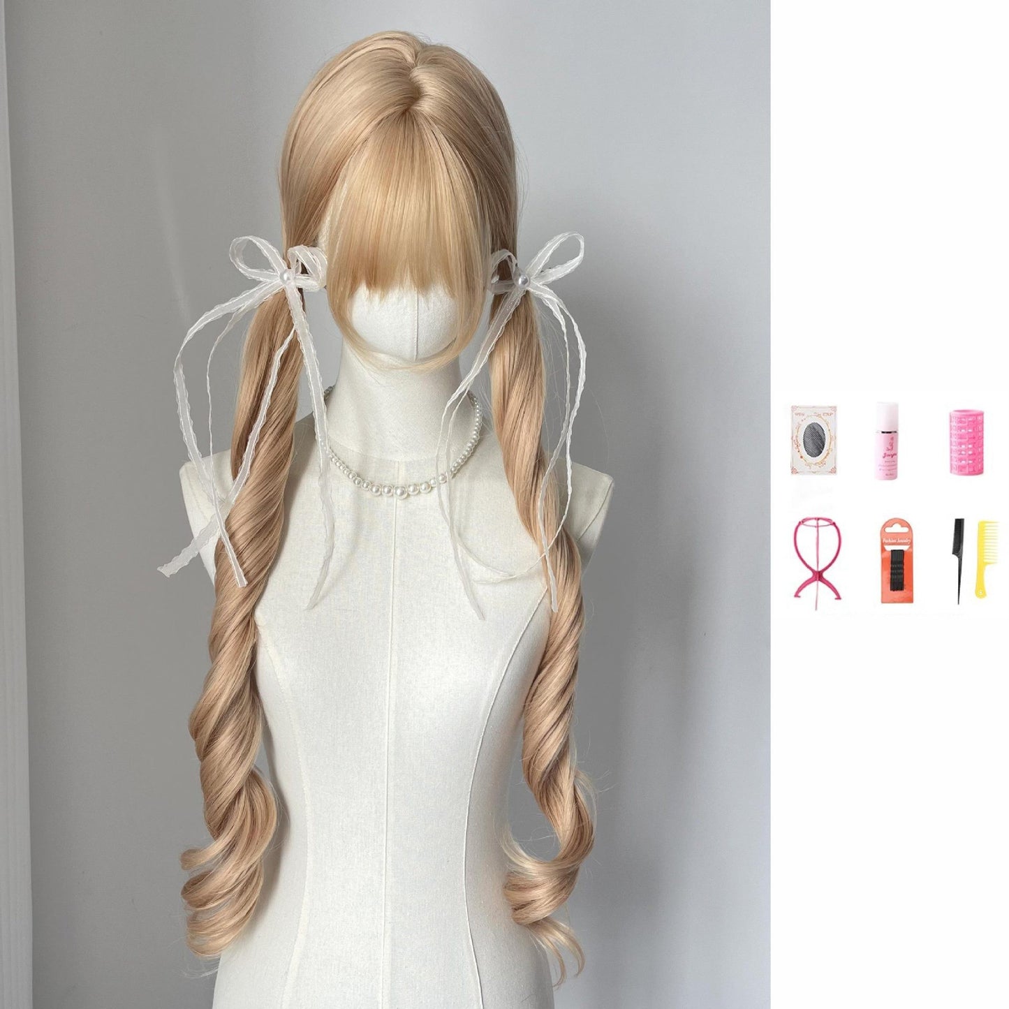 Female Curly Hair Gentle Style Soft Straight Bangs Natural Little Wig Long Curls