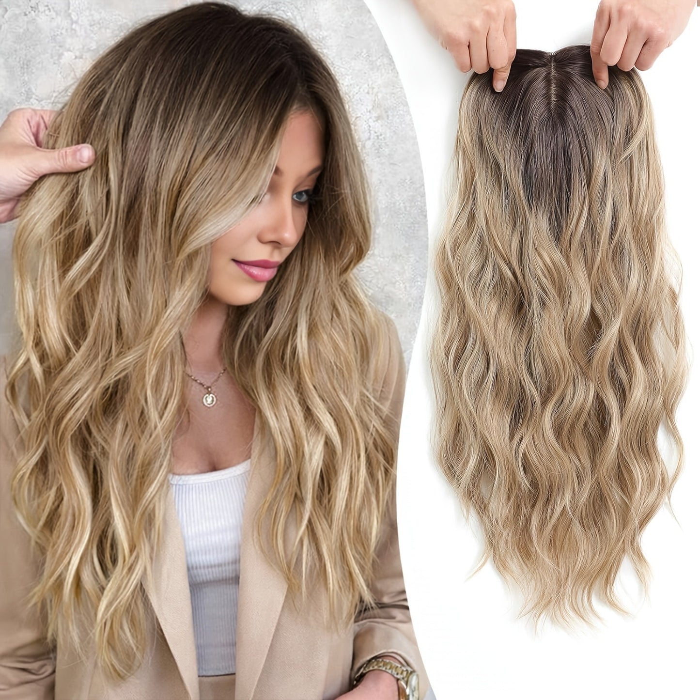 Need To Wear Hair Black Gold Gradient Female Straight Top Wig Long Curls