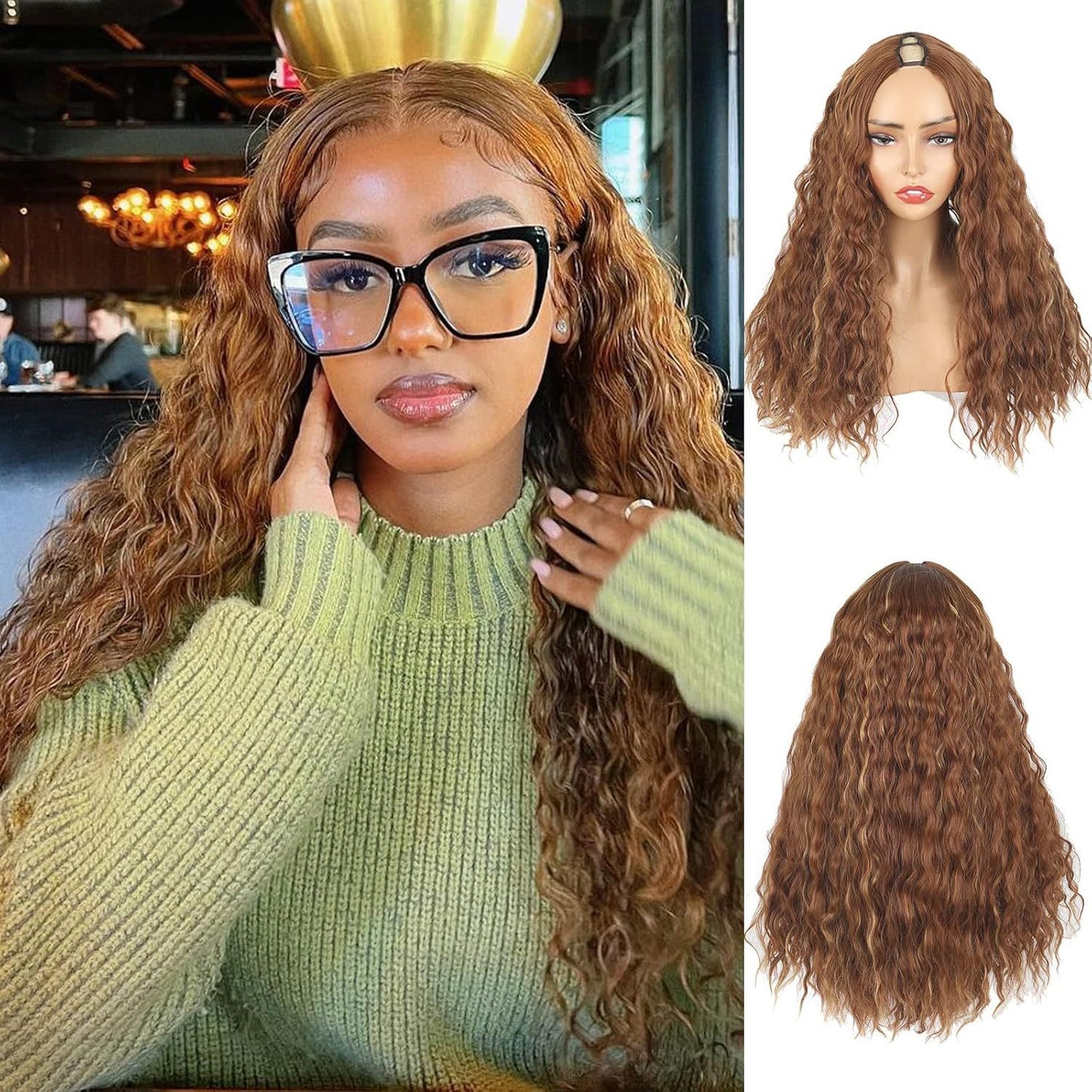 Women's Fashion Chemical Fiber Set Big Wave Long Curly Hair Half Wig