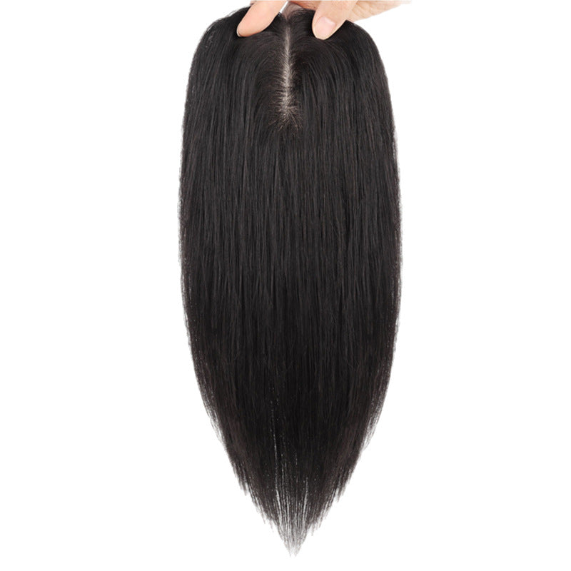 Women's Double-handed Needle Top Real Hair Hand-woven Supplementing Piece Breathable Natural Wig
