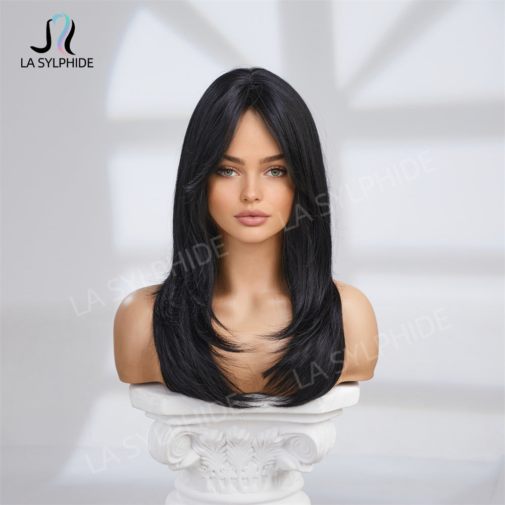 Women's Optional Bangs Texture Straight Hair Wig Long Curls