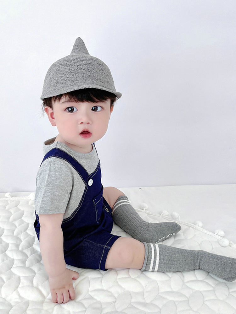 Summer Thin Fake Two Pieces Jumpsuit Class Pure Cotton Born Jumpsuit, Climbing Suit