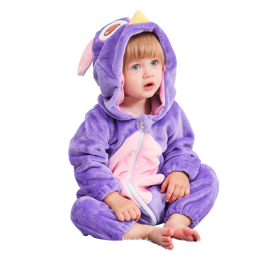Flannel Animal Jumpsuit Going Out Clothes Cartoon Hooded Jumpsuit, Climbing Suit