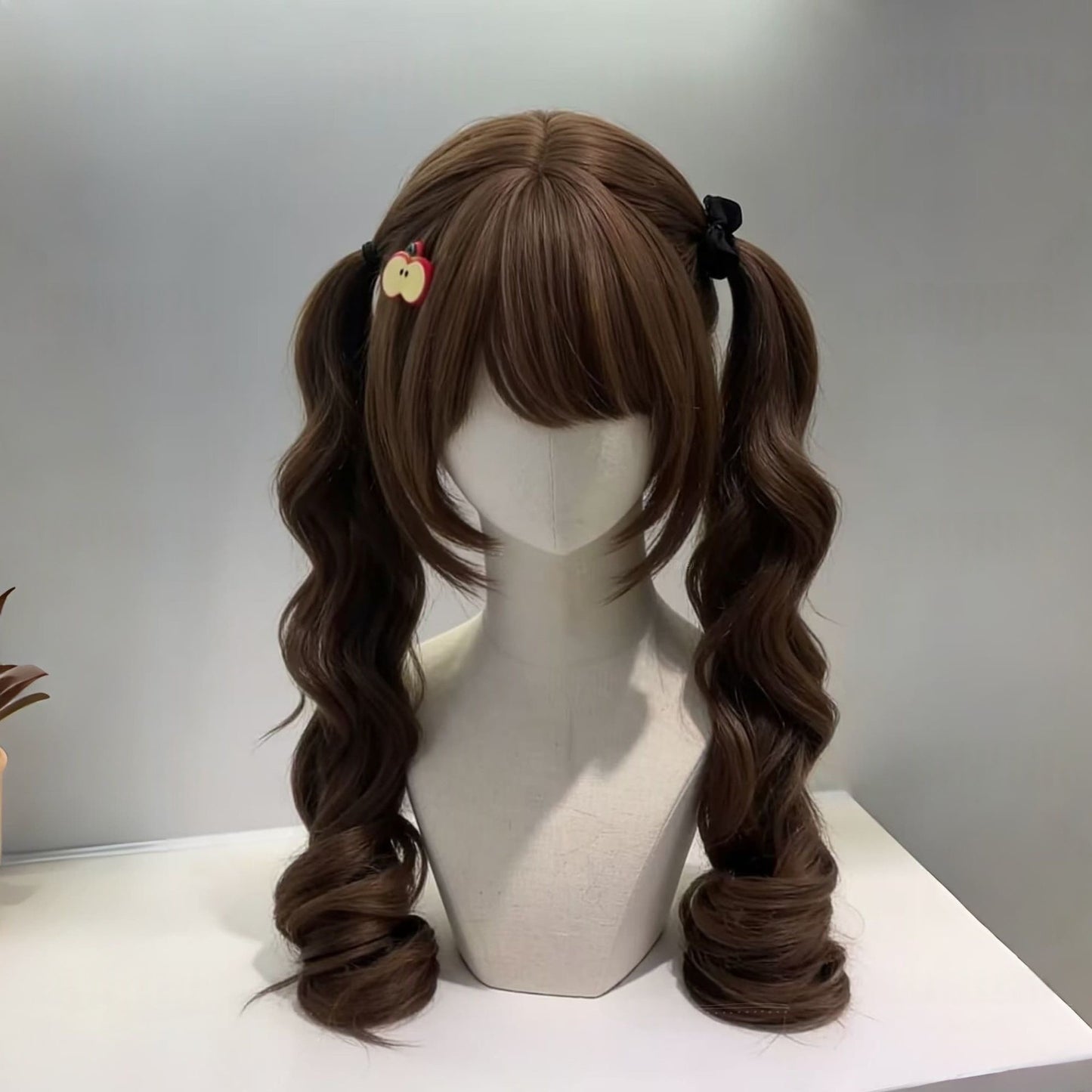 Double Ponytail Roman Curly Hair Finished Shape Wig Long Curls