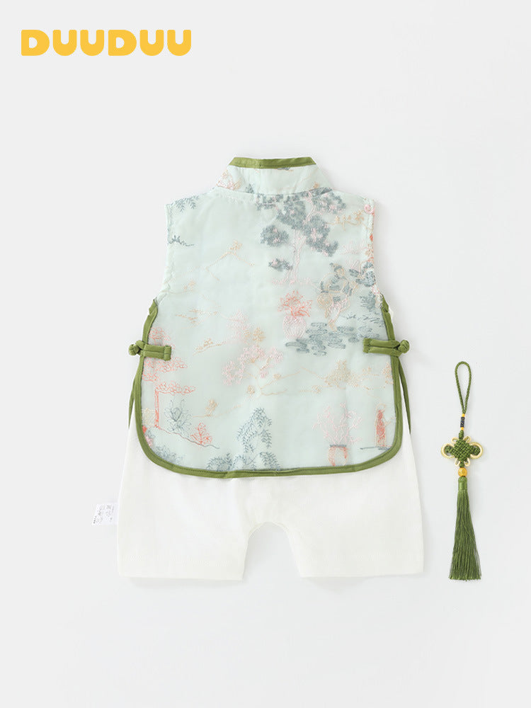Spring Summer Thin One Month Old Clothes Chinese Jumpsuit, Climbing Suit