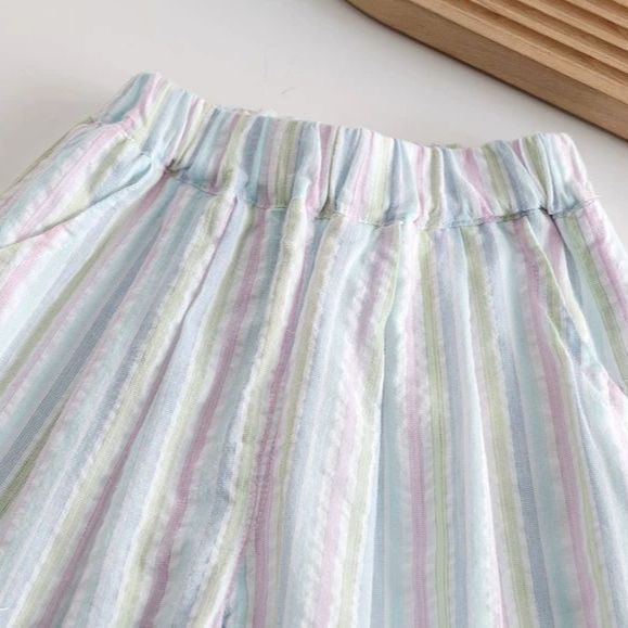 Charming Slouchy Little Color Striped Lace Children's Pants