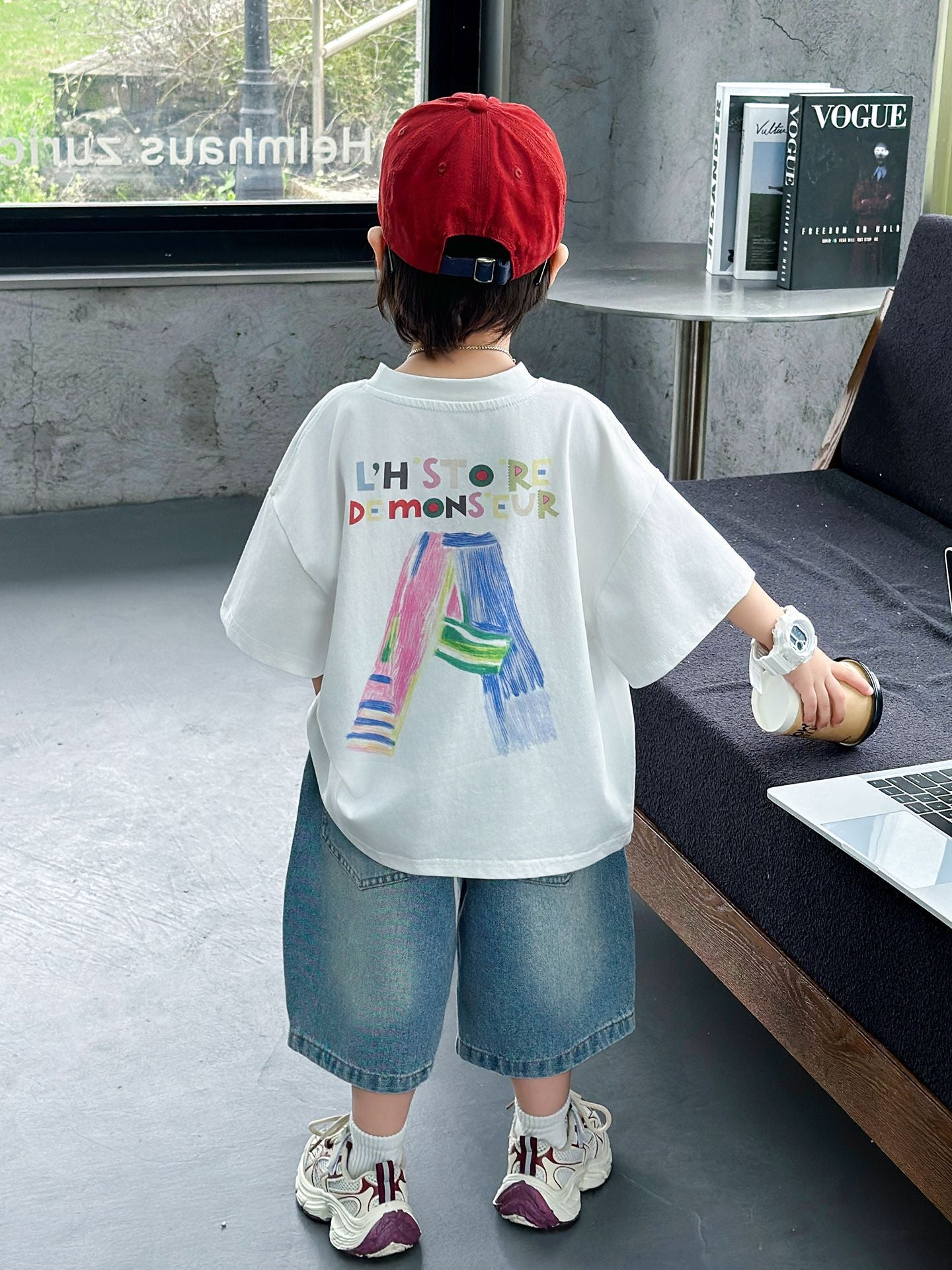 Children's Summer Korean Fashionable Cool Short-sleeved Jeans Two-piece Children's Suit