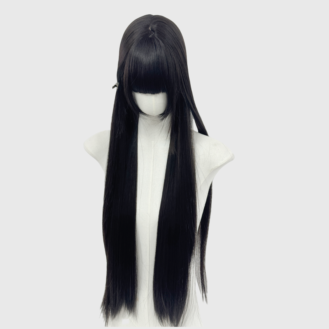 Style Female Extended Version Universal Black Long Straight Wig