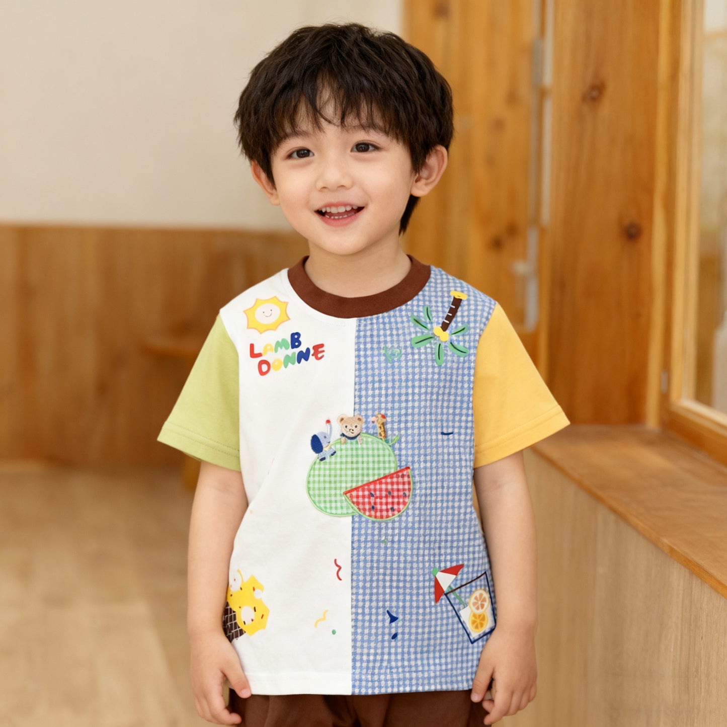 Children's Summer Short-sleeved Round Neck Cartoon Embroidery Children's T-shirt