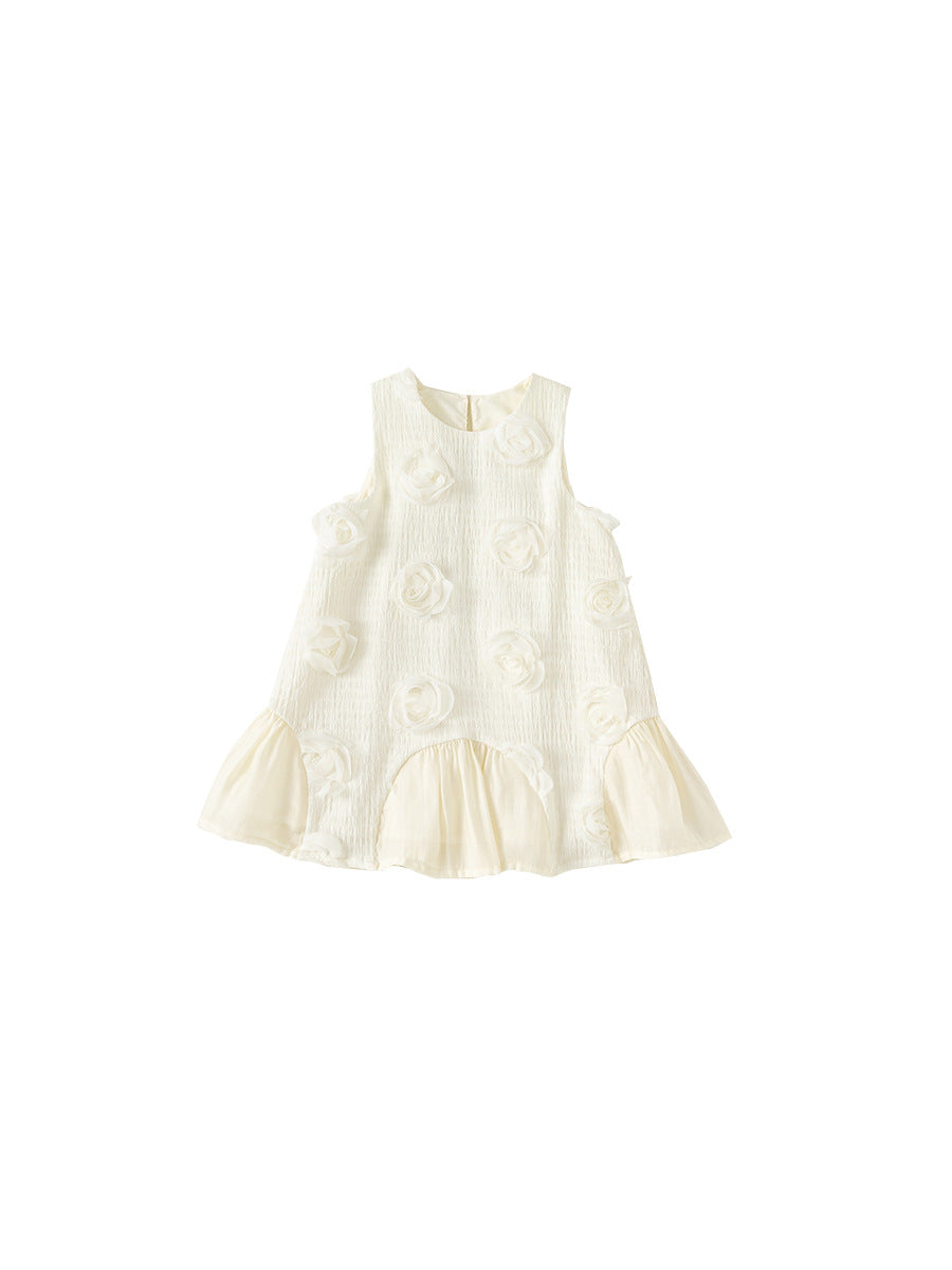 Children's Clothing Summer Graceful Shift Three-dimensional Flower Birthday Sleeveless Children's Dress