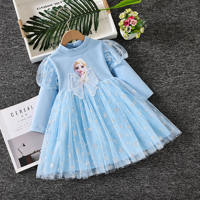 Autumn Frozen Western Style Aisha Princess Long Sleeve Tulle Children's Dress