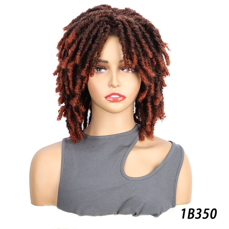 Fashion African Small Reel Curved Dreadlocks Wig Short Curly Hair