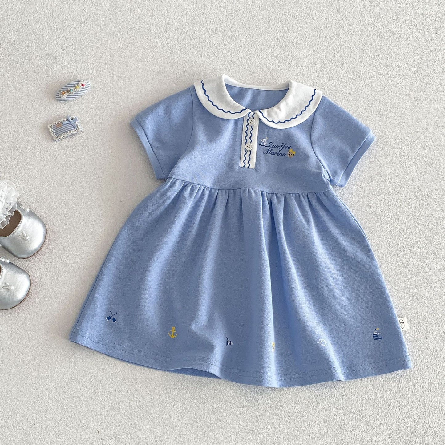 Style Summer Doll Collar Cartoon Princess Korean Children's Dress